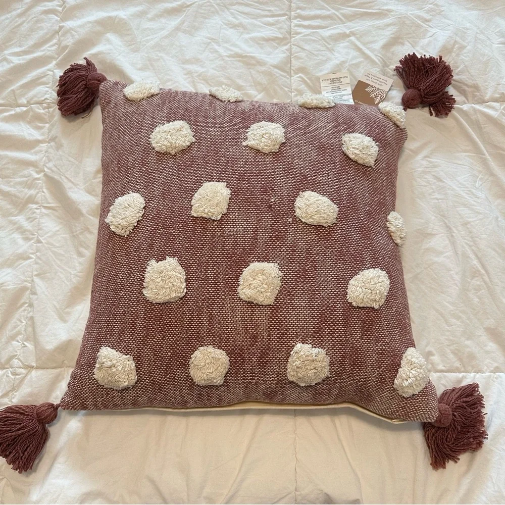 Cozy Home Co. Pottery Barn Anthropologie Bohemian Pom Pom Woven Tassel Pillow